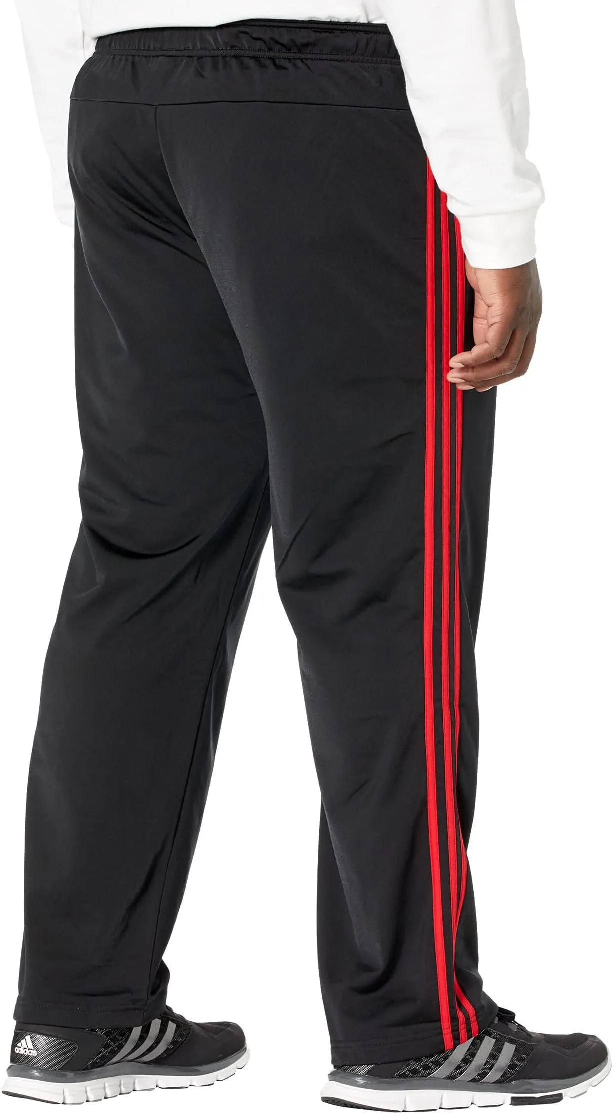 adidas Essentials 3 Stripe Knitted Open Hem Pants - Black/Scarlet 1