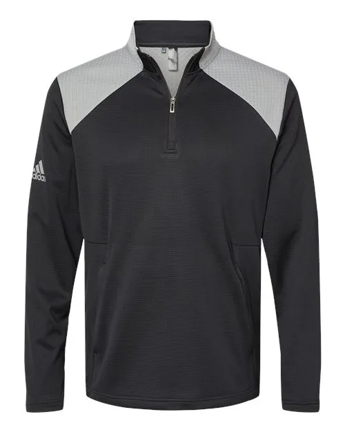 adidas Men's Textured Mixed Media Quarter-Zip Pullover