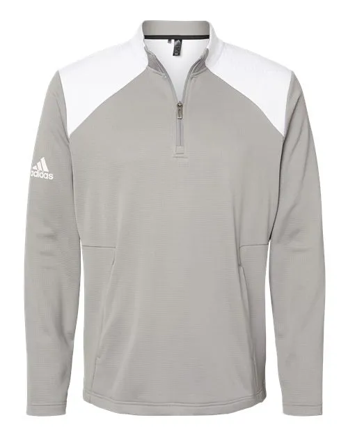 adidas Men's Textured Mixed Media Quarter-Zip Pullover