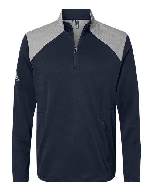 adidas Men's Textured Mixed Media Quarter-Zip Pullover