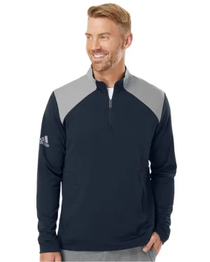 adidas Men's Textured Mixed Media Quarter-Zip Pullover