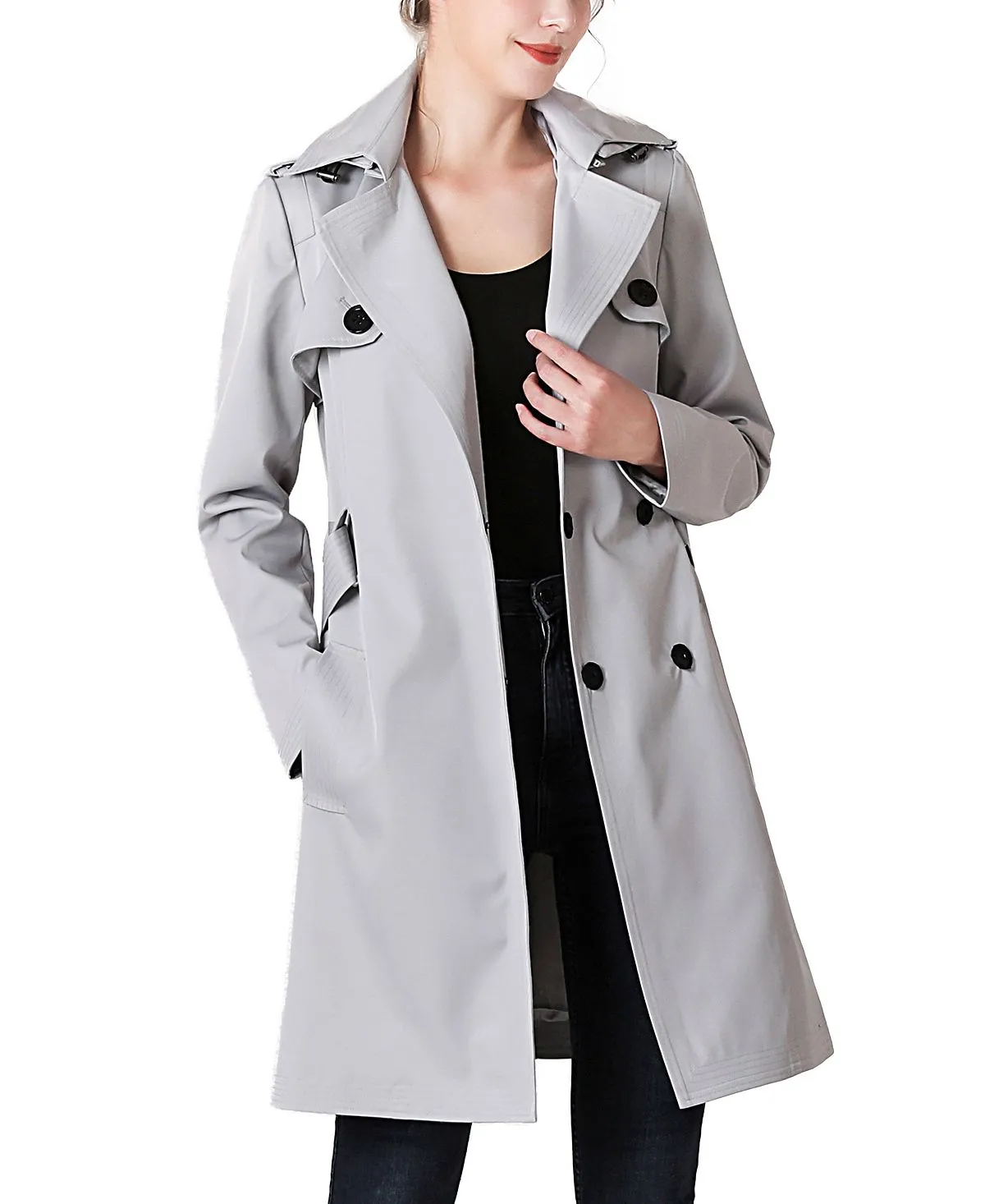 Angie kimi   kai women's waterproof hooded raincoat, gray