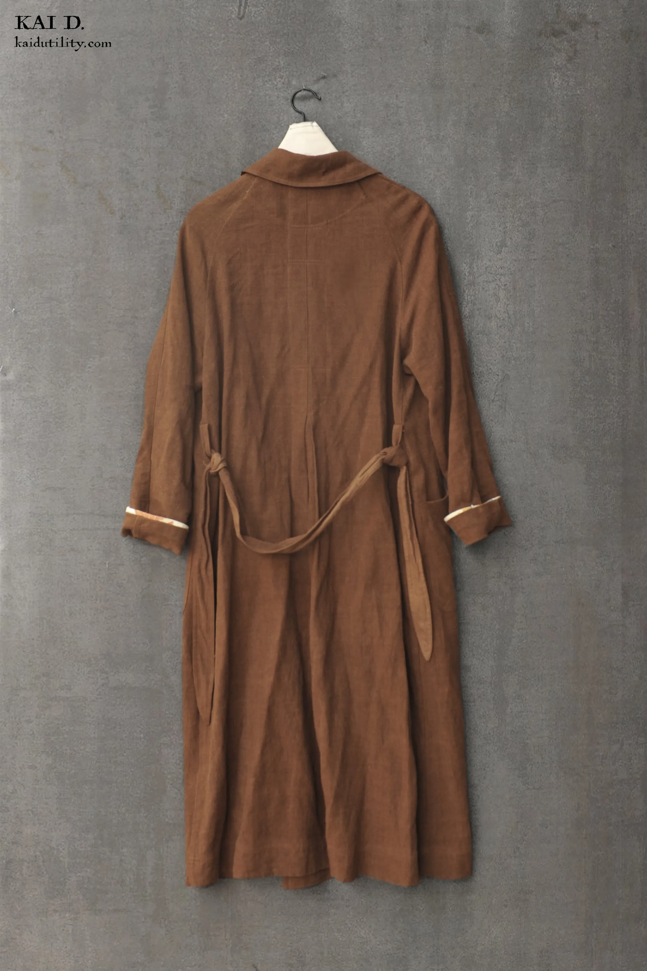Belgian Stone Washed Linen Anthropologist Coat - Terra Cotta - XS