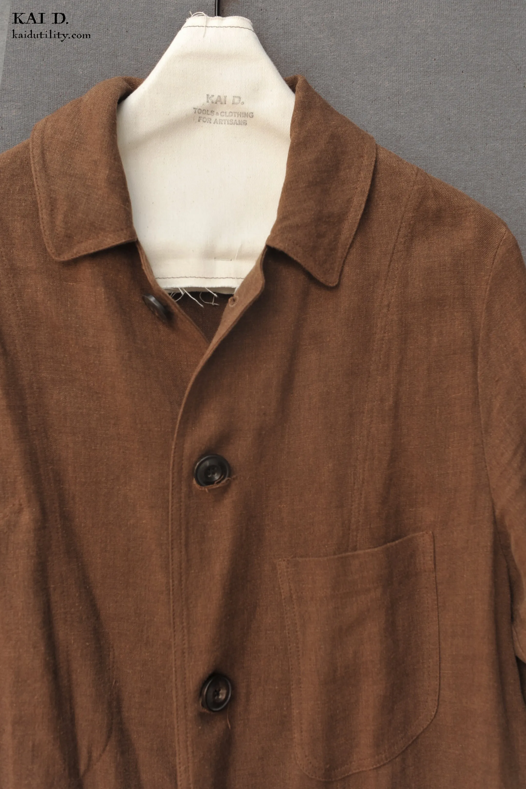 Belgian Stone Washed Linen Anthropologist Coat - Terra Cotta - XS