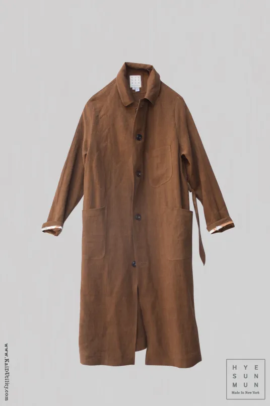 Belgian Stone Washed Linen Anthropologist Coat - Terra Cotta - XS