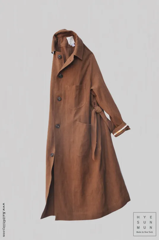 Belgian Stone Washed Linen Anthropologist Coat - Terra Cotta - XS