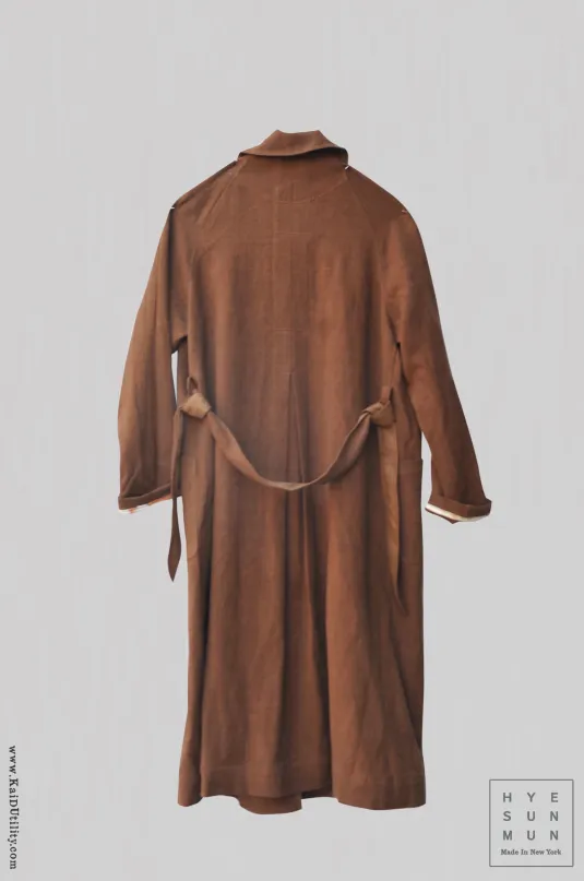 Belgian Stone Washed Linen Anthropologist Coat - Terra Cotta - XS