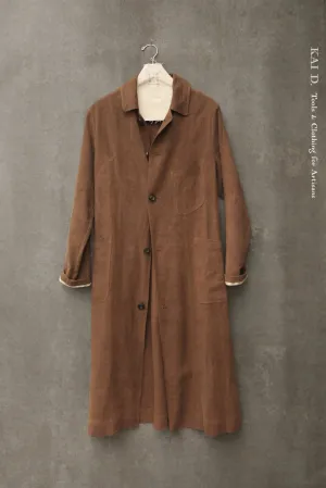 Belgian Stone Washed Linen Anthropologist Coat - Terra Cotta - XS