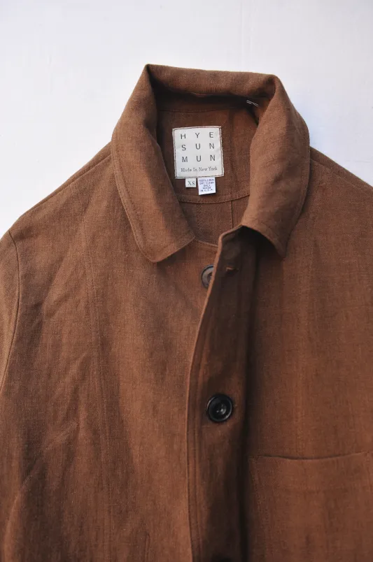 Belgian Stone Washed Linen Anthropologist Coat - Terra Cotta - XS