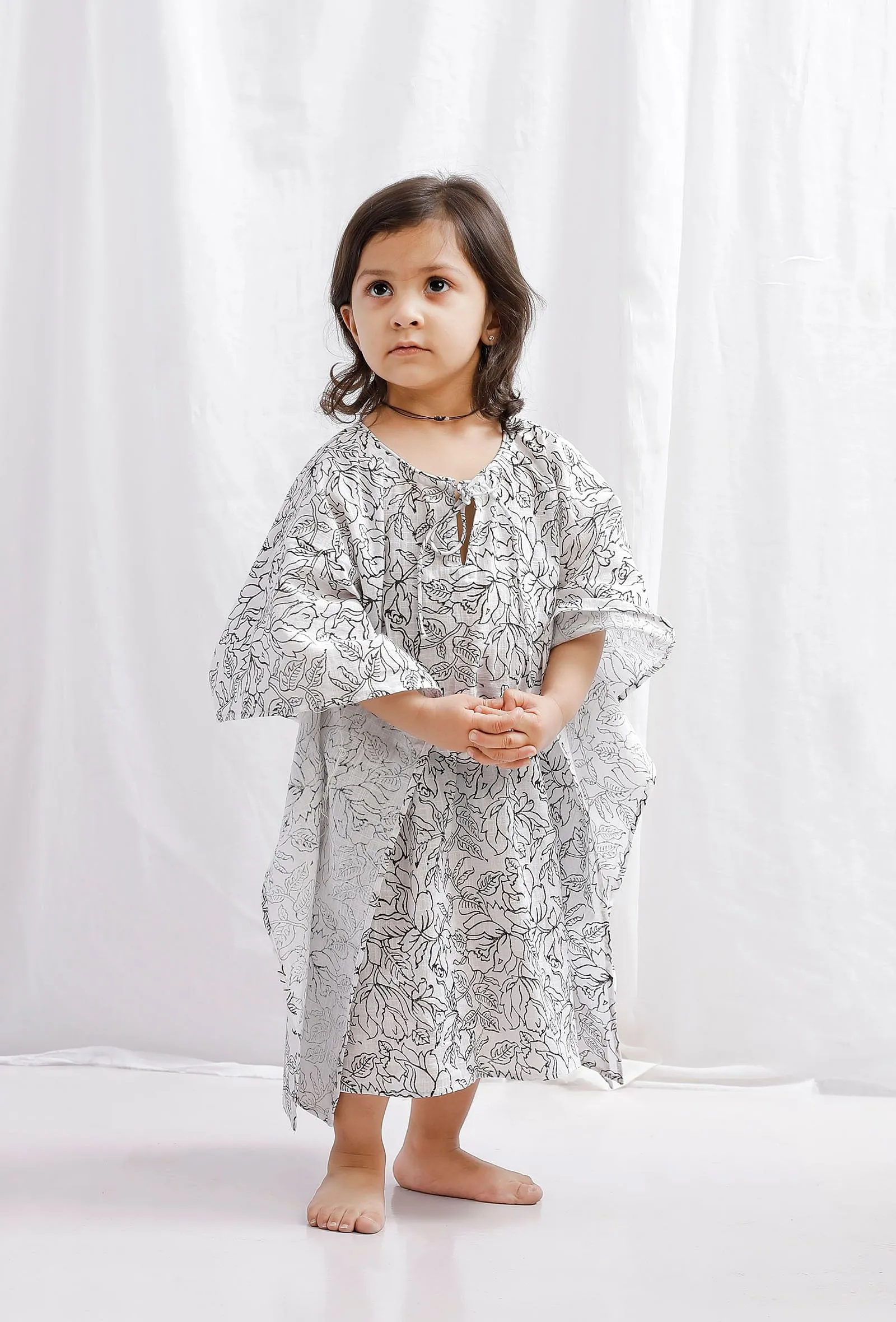 Black Block Printed Cotton Kaaftan