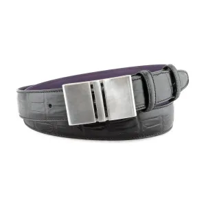 Black mock alligator tail slice plate belt