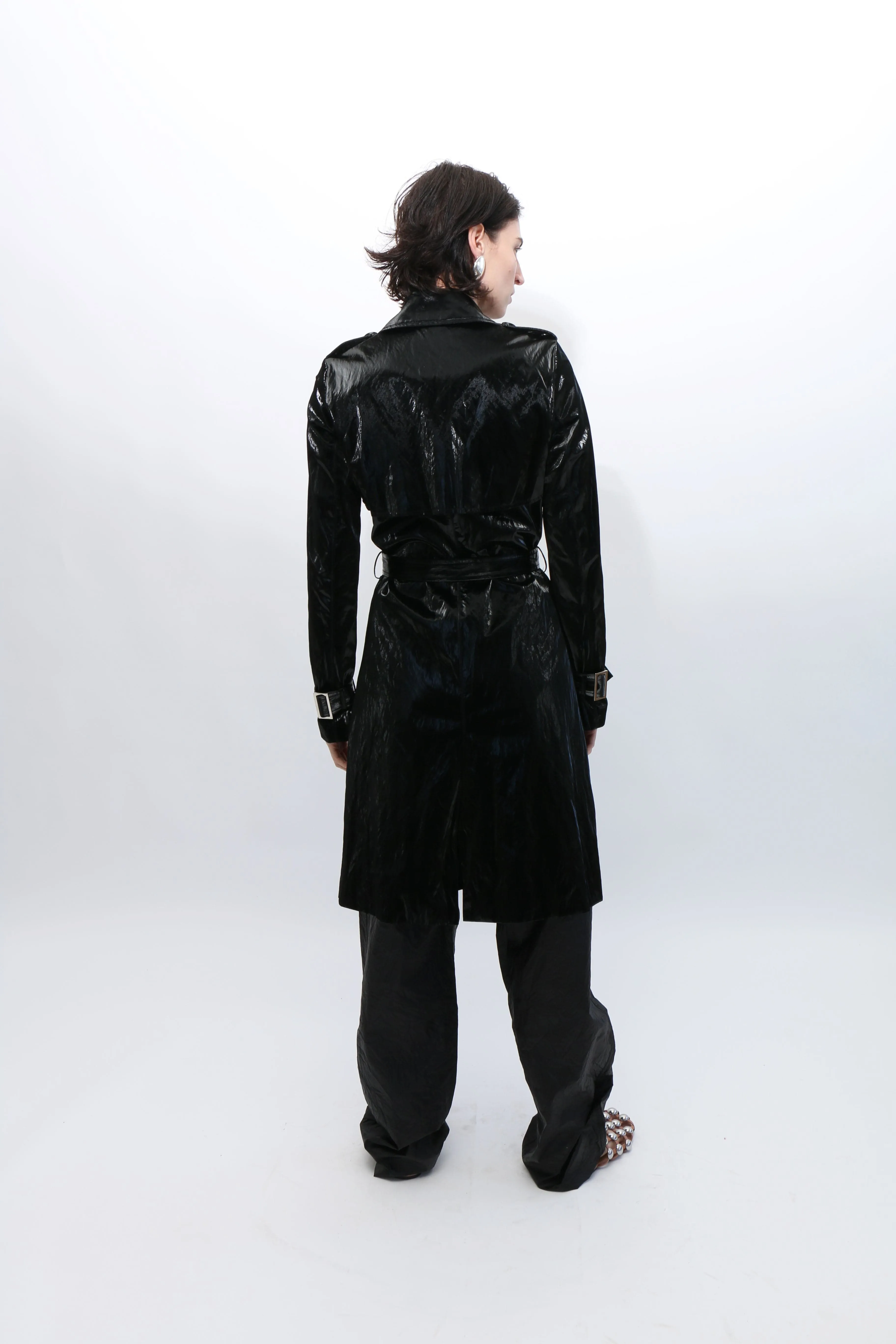 Black Rainwear Trench Coat