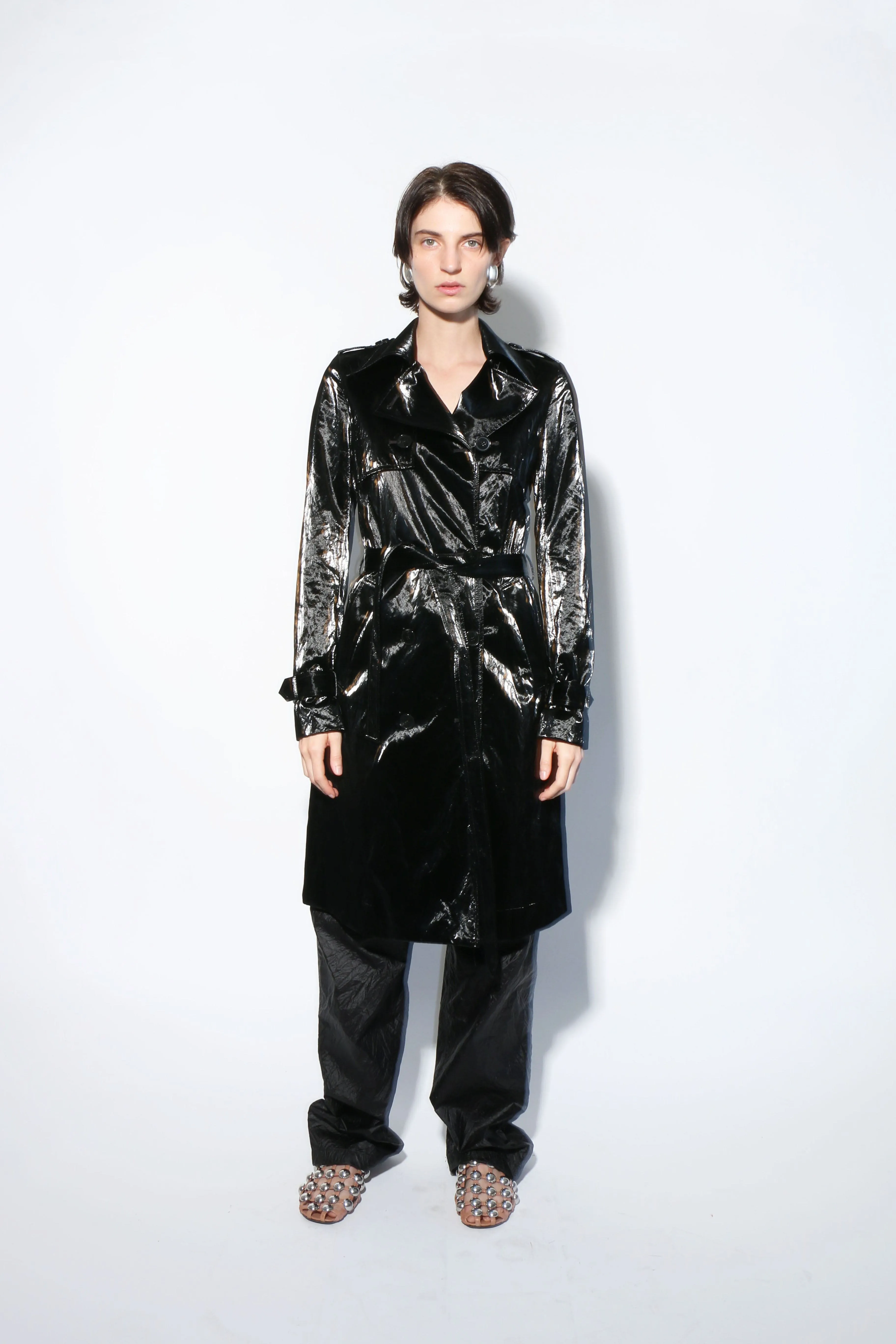 Black Rainwear Trench Coat