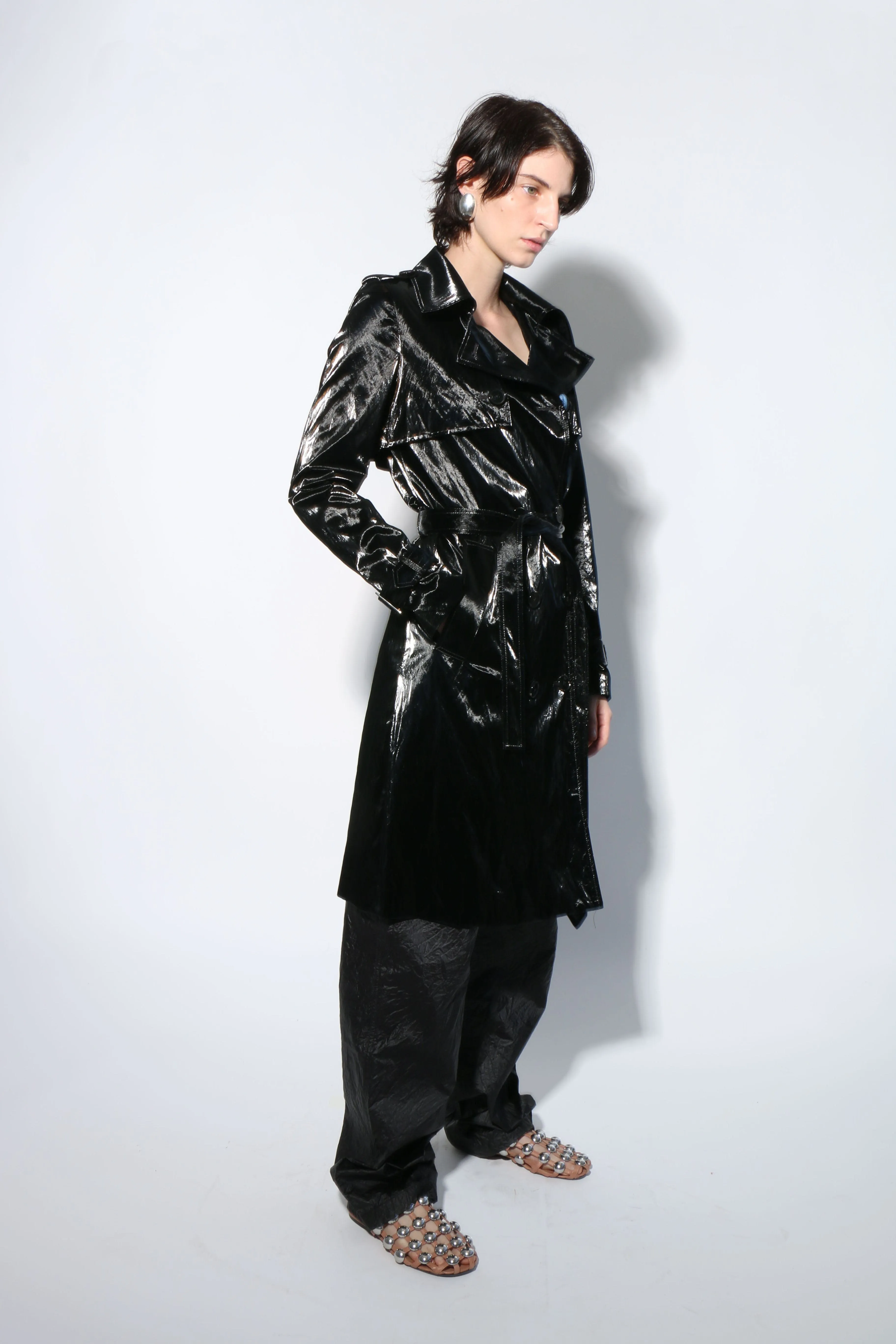 Black Rainwear Trench Coat