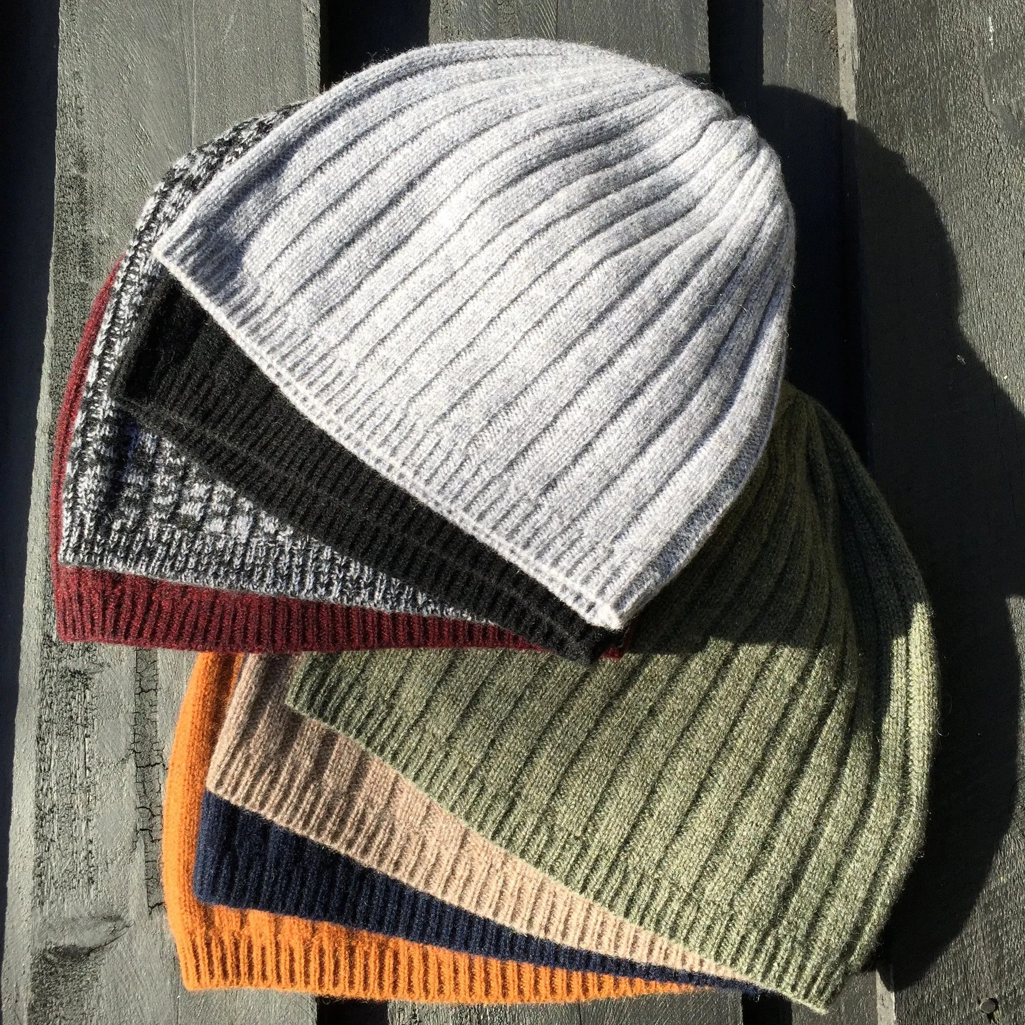BROOME 100% Pure Cashmere Baby Rib Beanie, Pressed Metal Grey