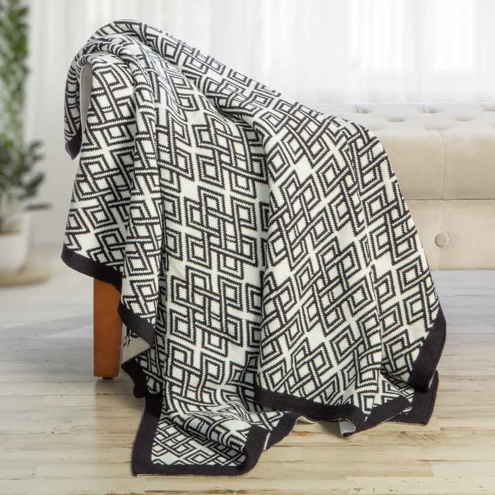 Celtic Heritage Wool Throw Blanket - Navy