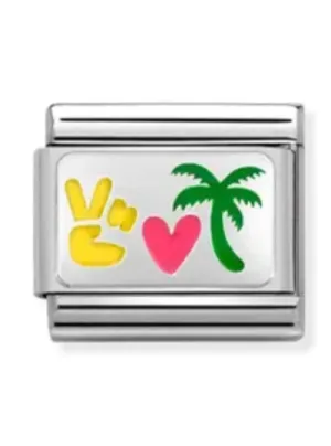 CL PLATES SYMBOLS in stainless steel 925 sterling silver peace heart palm
