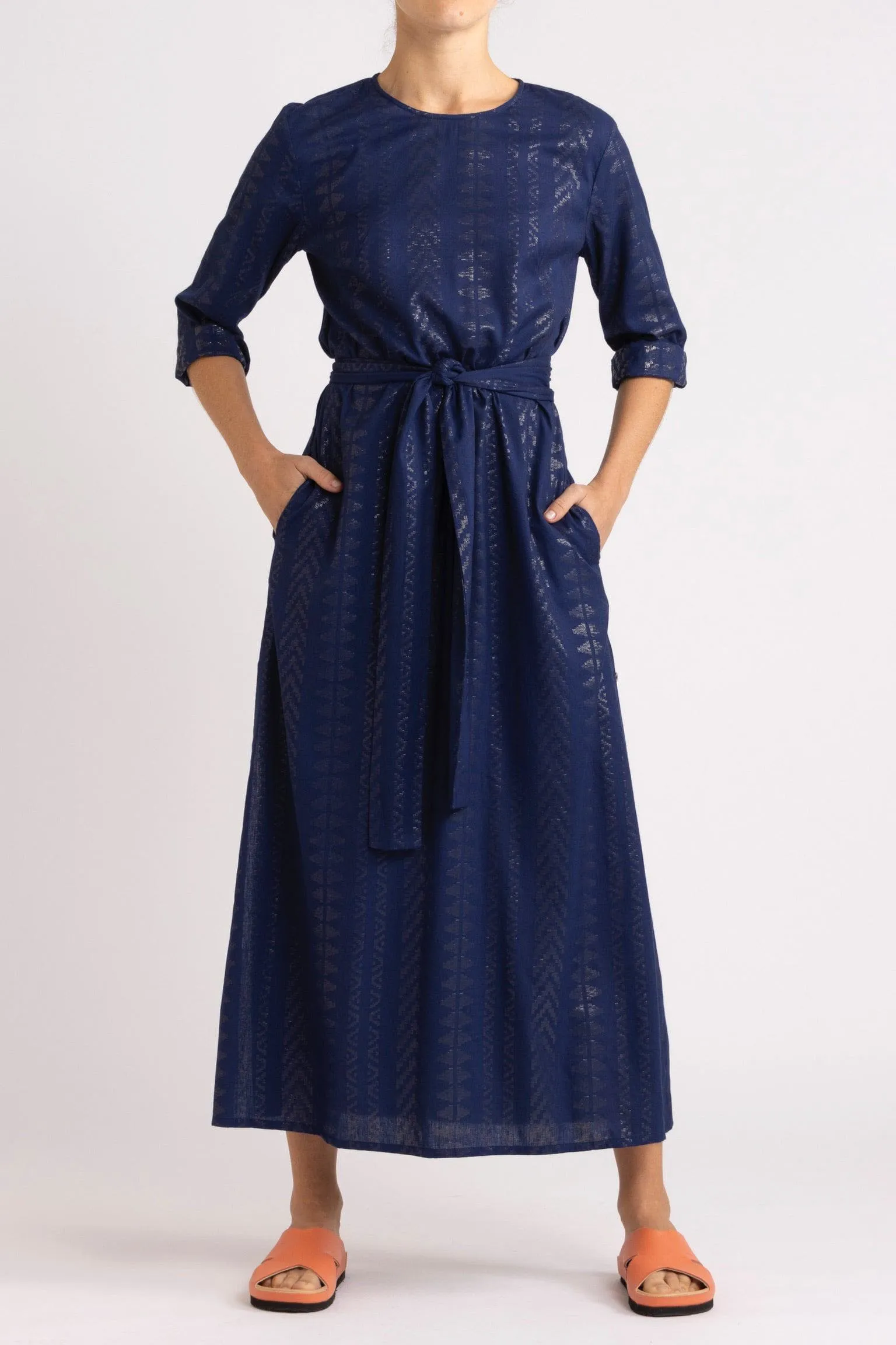 Declan Cotton-Viscose Dress with Metallic Print