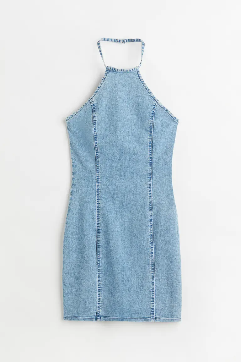 Denim halterneck dress