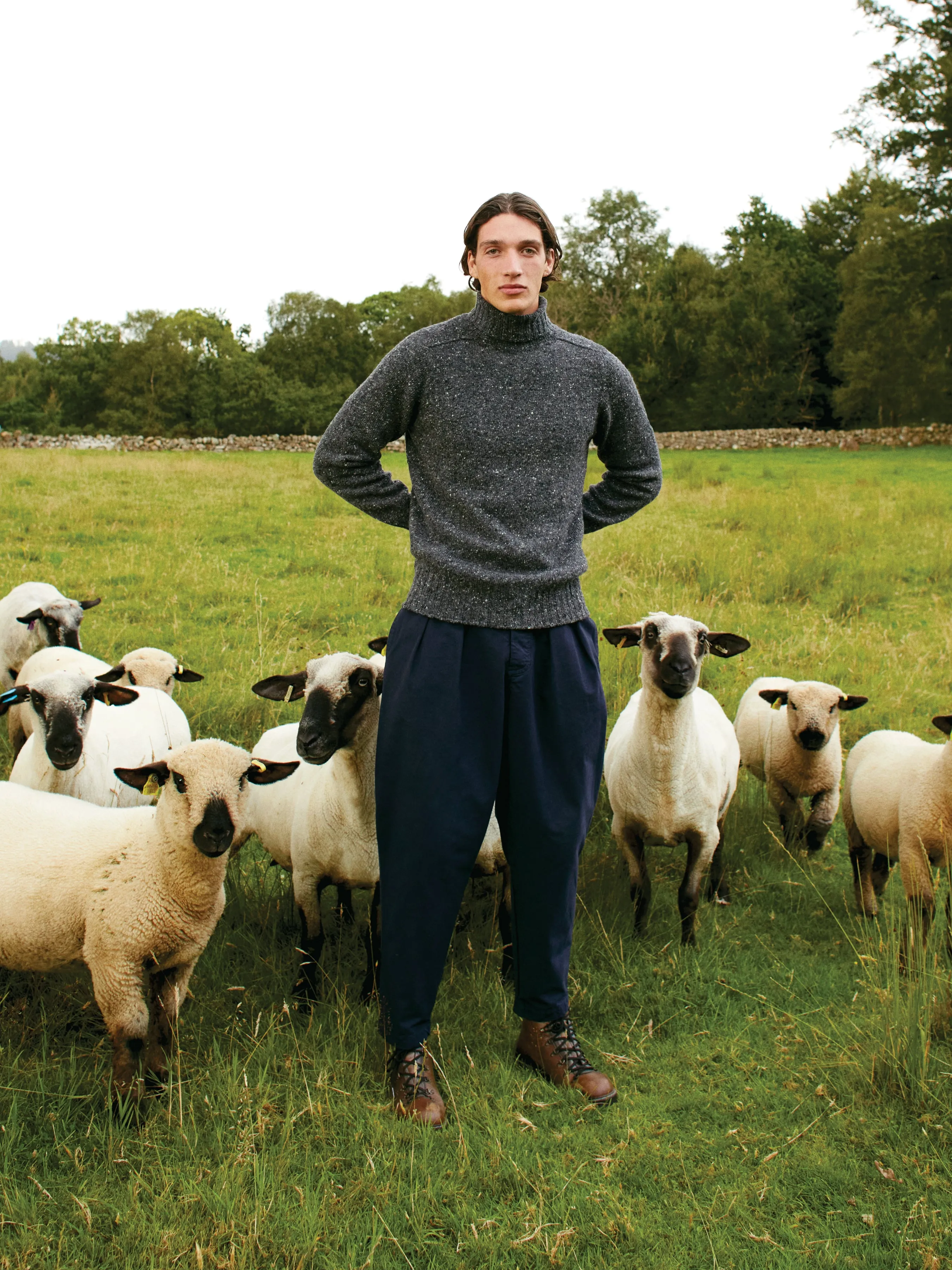 Donegal Roll Neck in Charcoal Pure Merino Wool