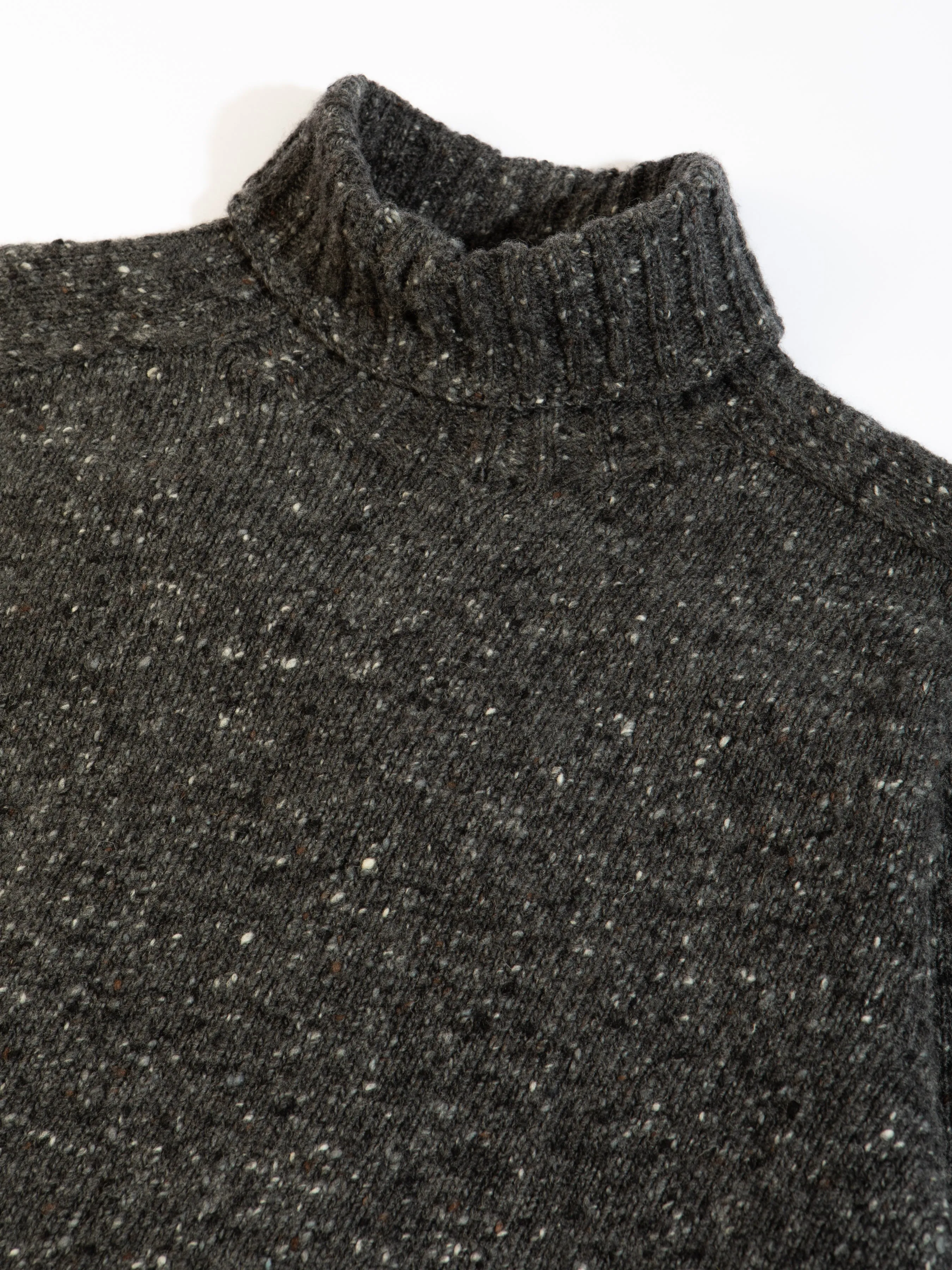 Donegal Roll Neck in Charcoal Pure Merino Wool