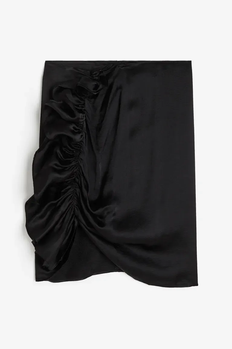 Draped skirt with ruffles H&M, black