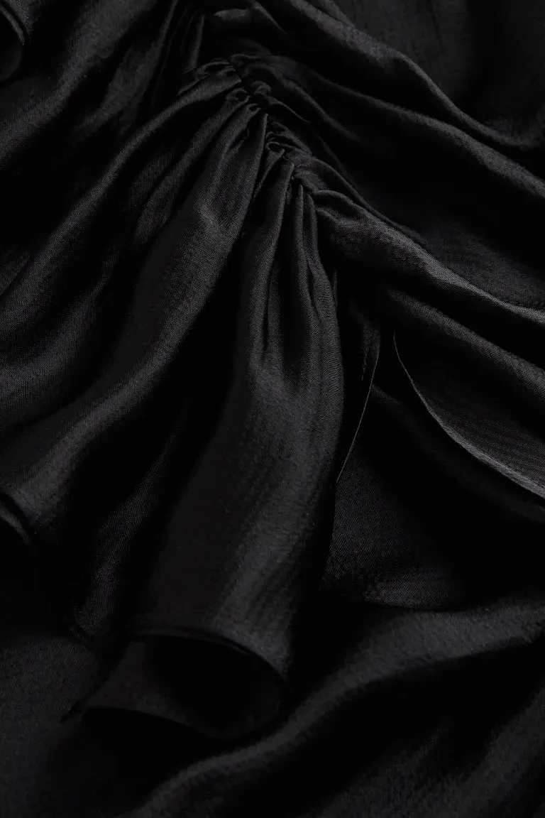 Draped skirt with ruffles H&M, black
