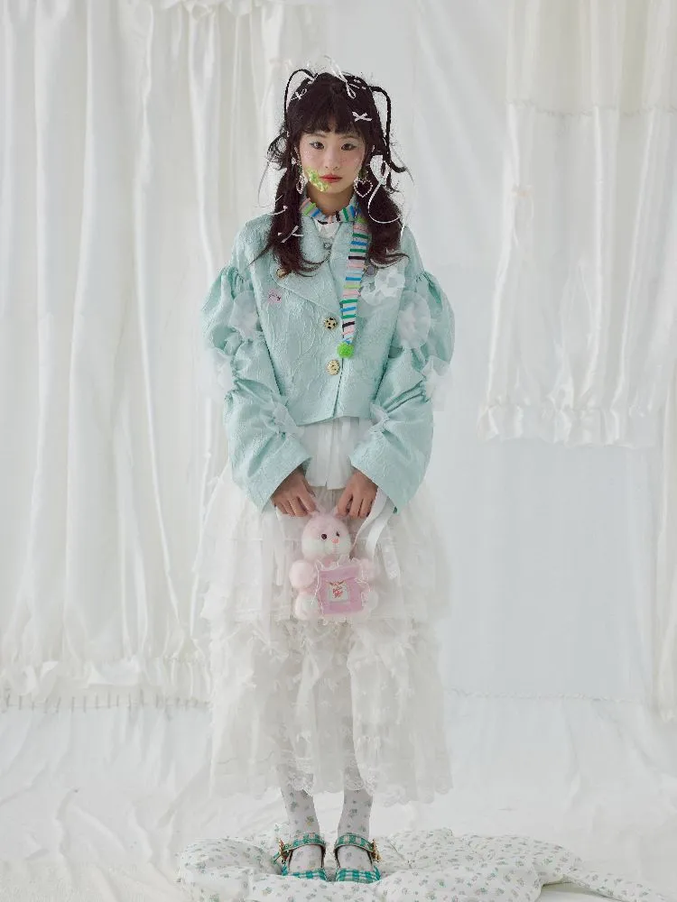 Embroidered jacquard fabric organza short jacket【s0000004638】