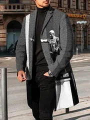 Fashion Art Stripe Sculpture Print Coat