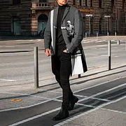 Fashion Art Stripe Sculpture Print Coat