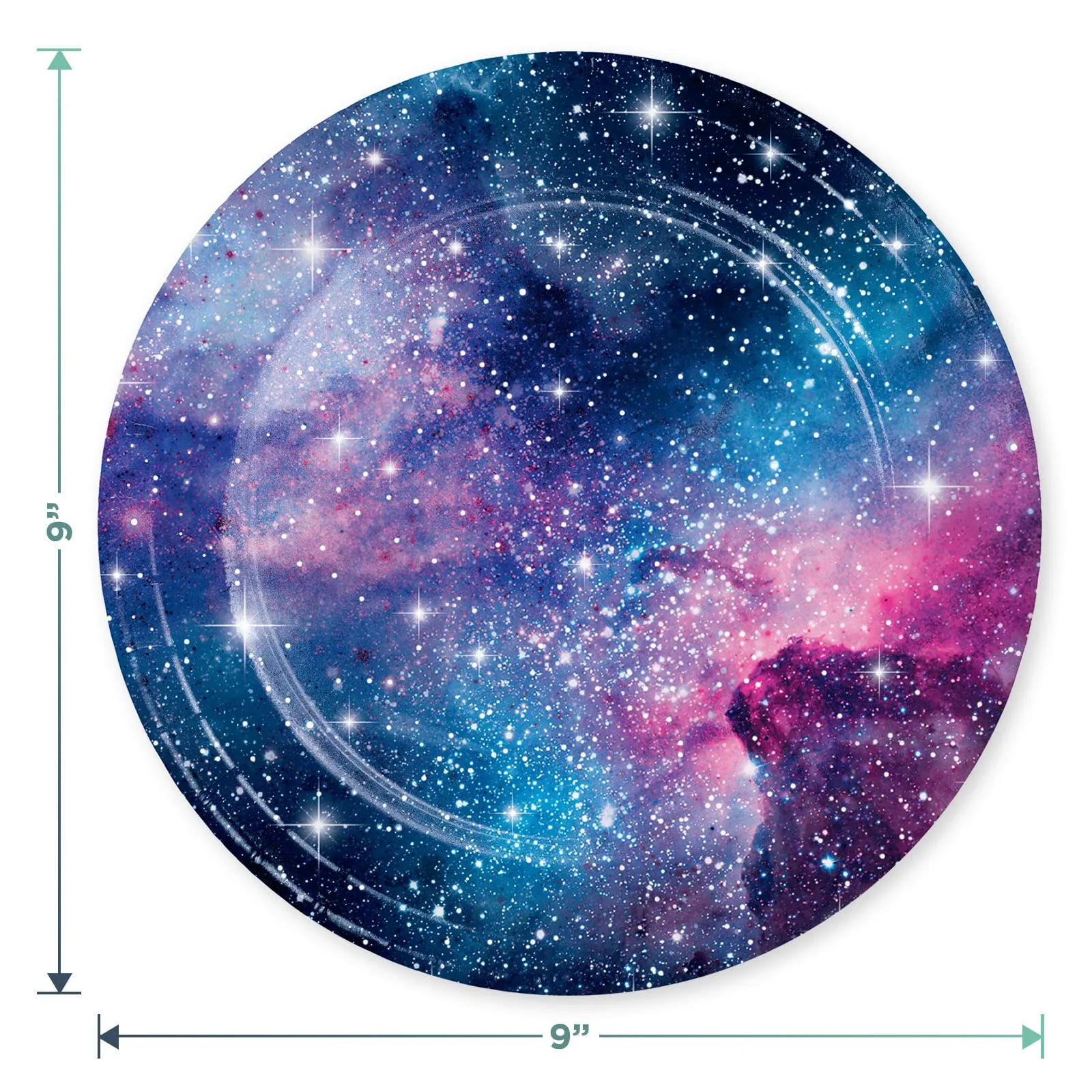 Galaxy Party Starry Night Paper Dinner Plates, Lunch Napkins, and Forks (Serves 16)