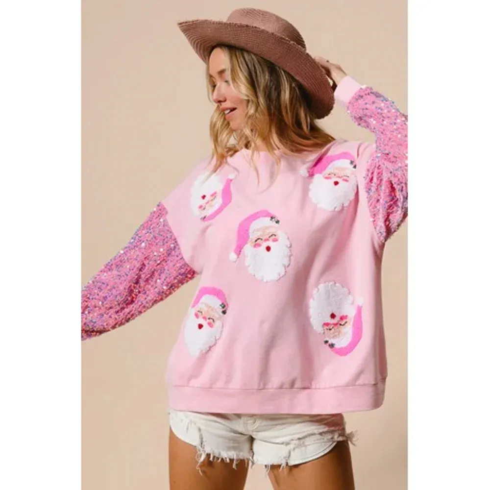 Glitter Patchwork Vintage Harajuku Slim Streetwear Christmas Hoodie