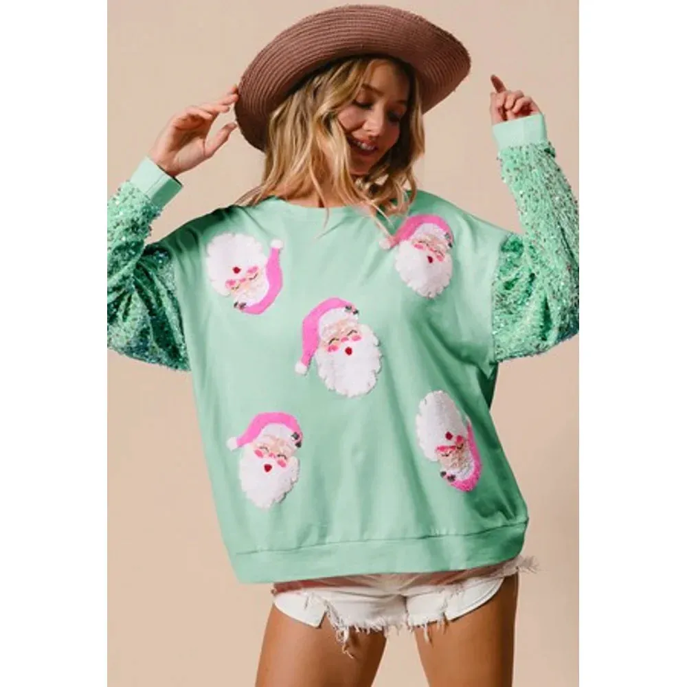 Glitter Patchwork Vintage Harajuku Slim Streetwear Christmas Hoodie
