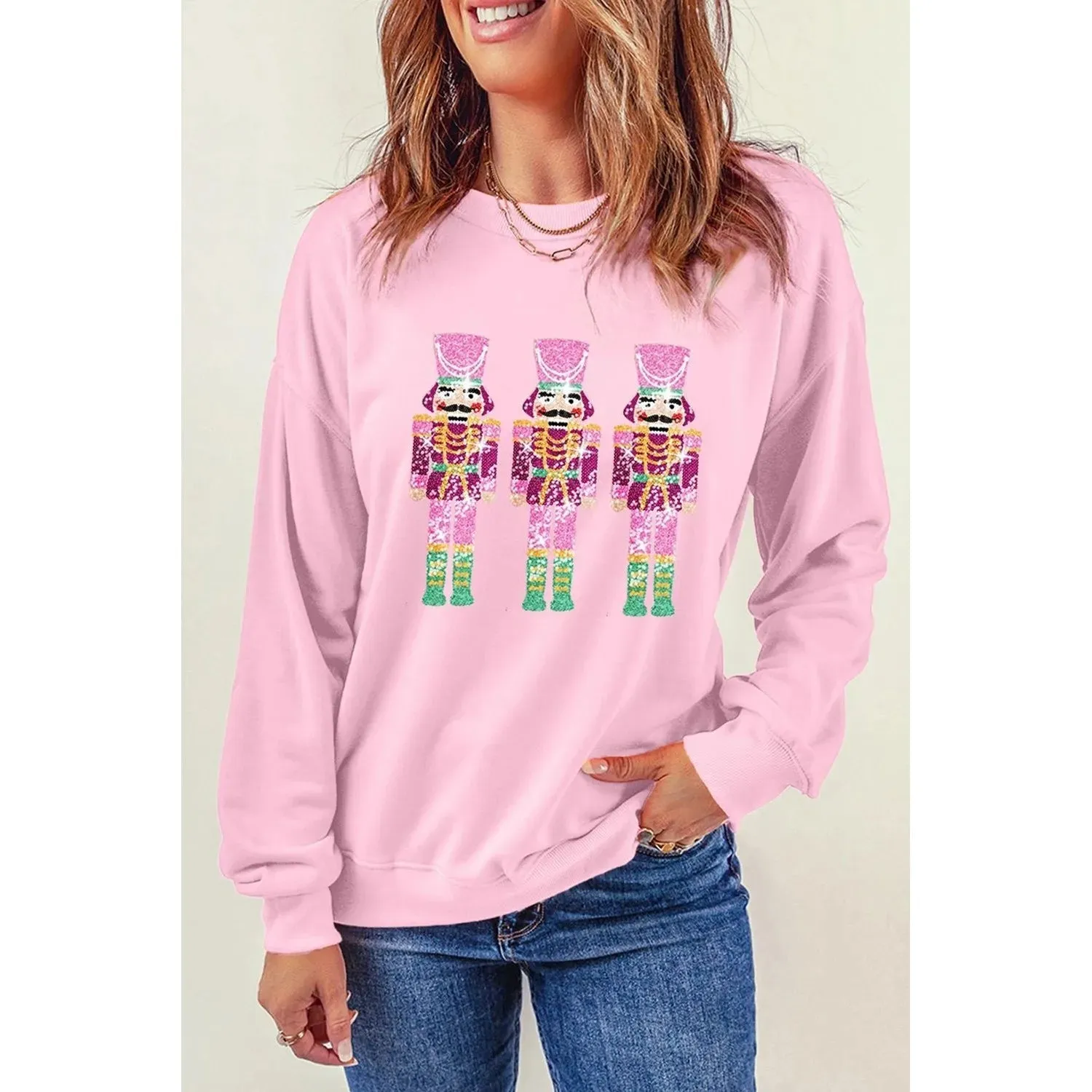 Glitter Patchwork Vintage Harajuku Slim Streetwear Christmas Hoodie