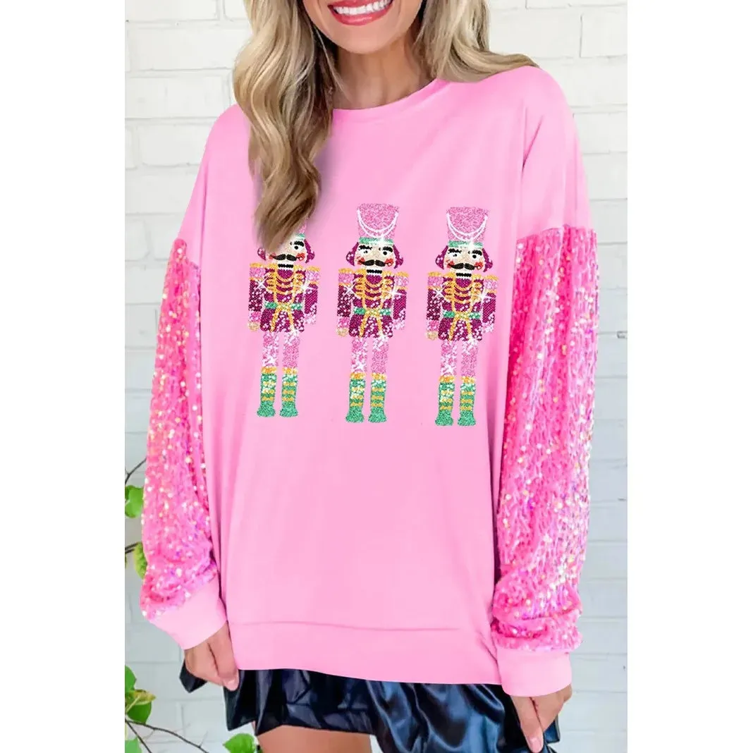 Glitter Patchwork Vintage Harajuku Slim Streetwear Christmas Hoodie