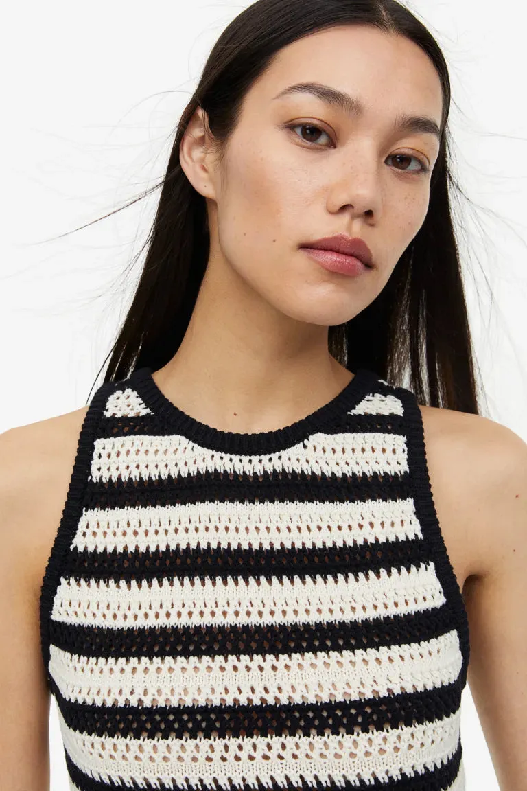 H&M crochet dress, black/stripe