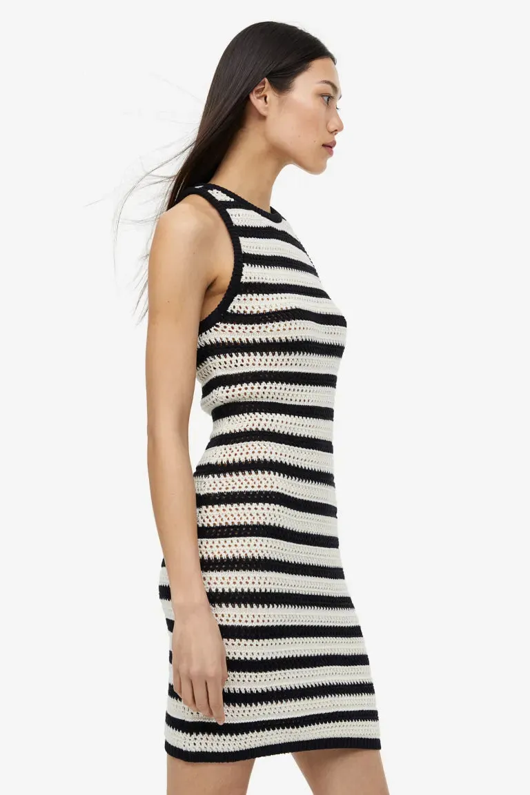 H&M crochet dress, black/stripe