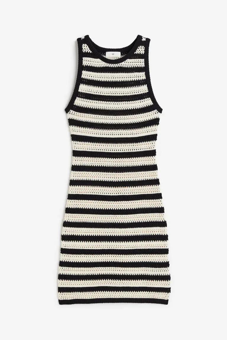 H&M crochet dress, black/stripe