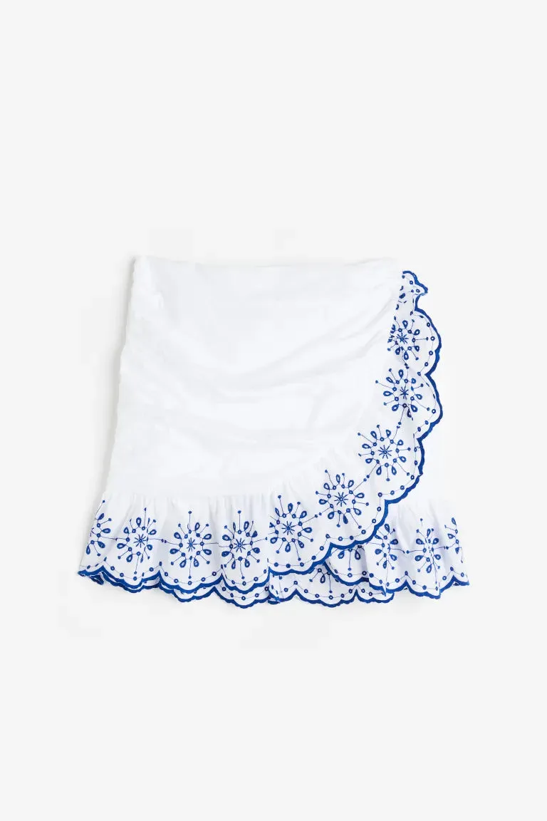 H&M embroidered skirt, white