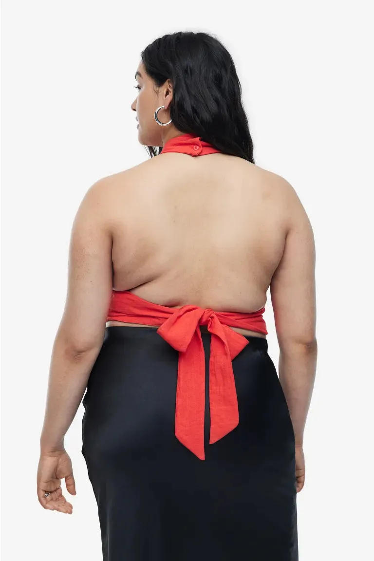 H&M Halter Neck Crop Top, Red