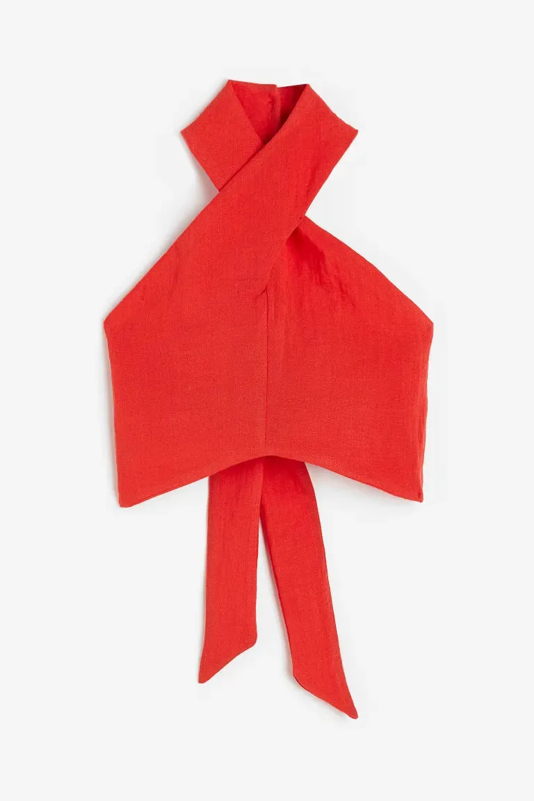 H&M Halter Neck Crop Top, Red