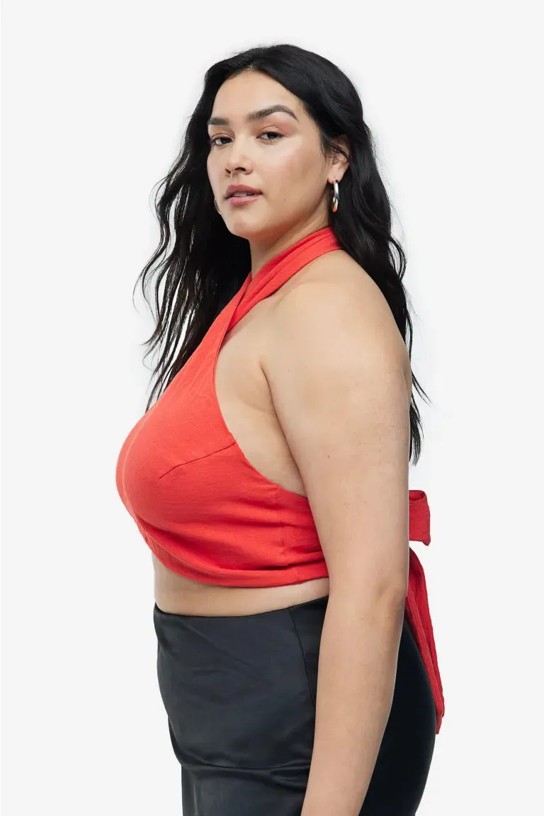 H&M Halter Neck Crop Top, Red