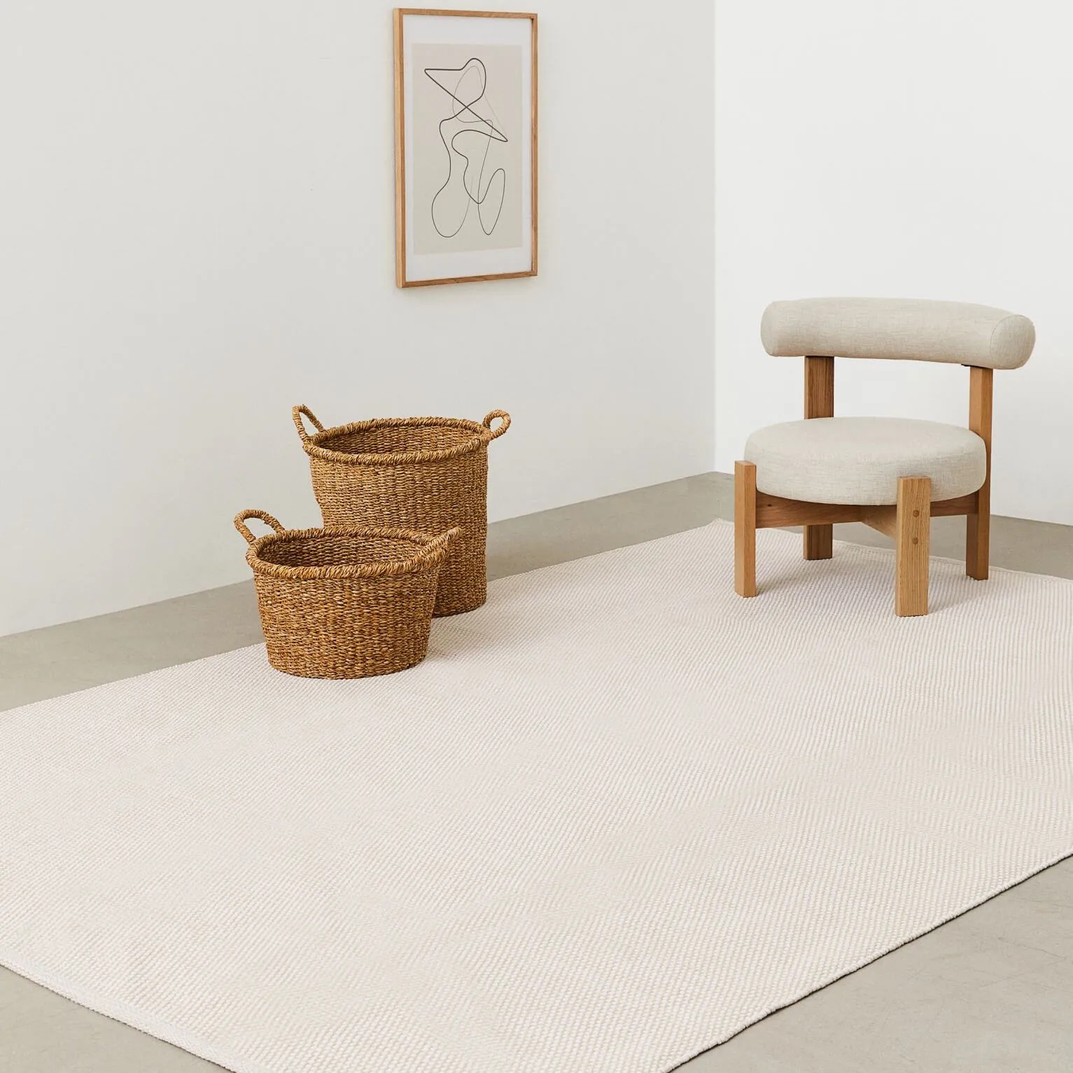 H&M Home Textured Cotton rug, beige