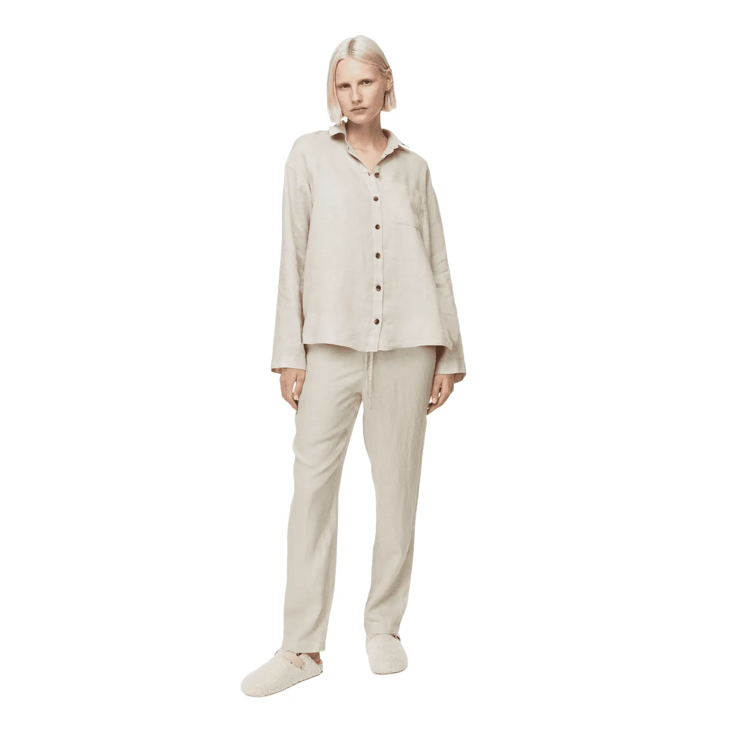 H&M Home Washed Linen pajamas, beige