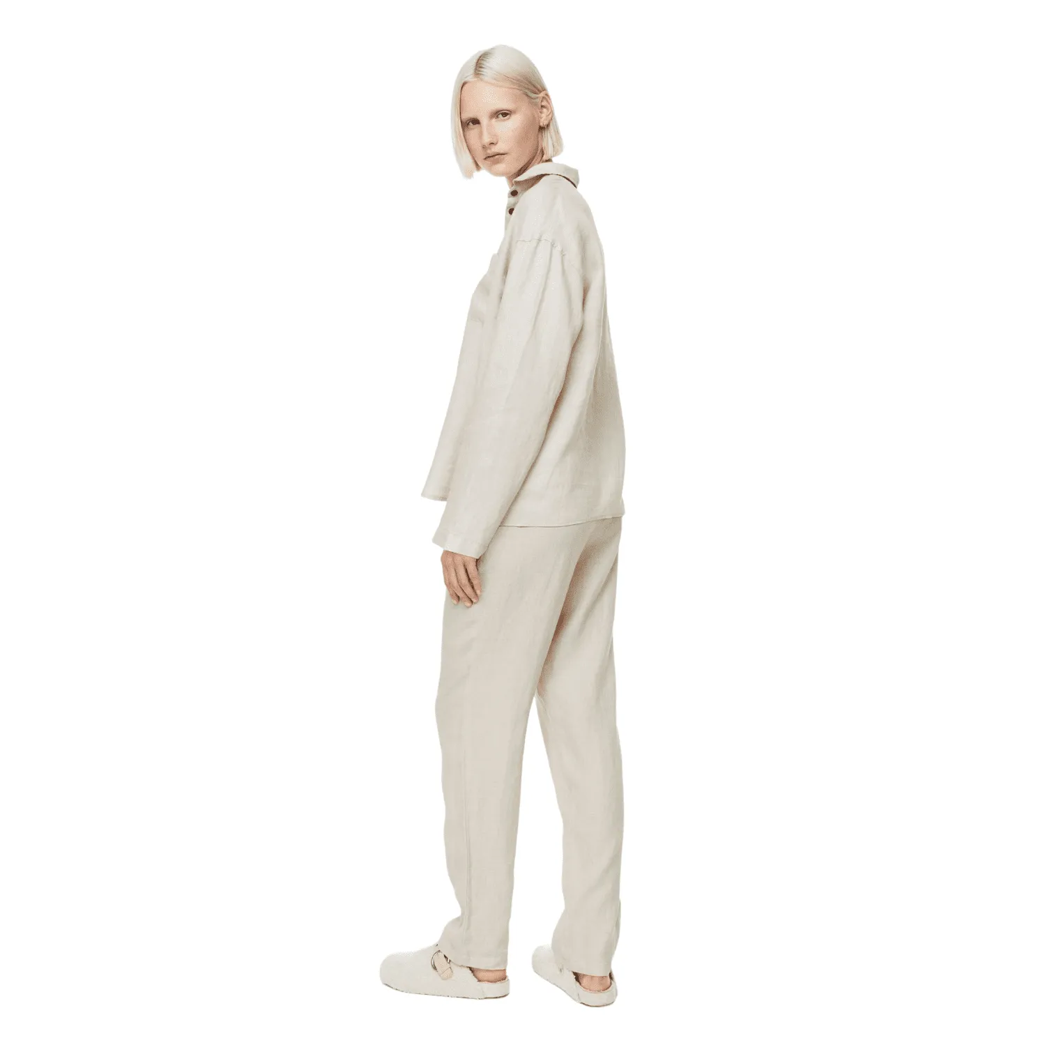 H&M Home Washed Linen pajamas, beige
