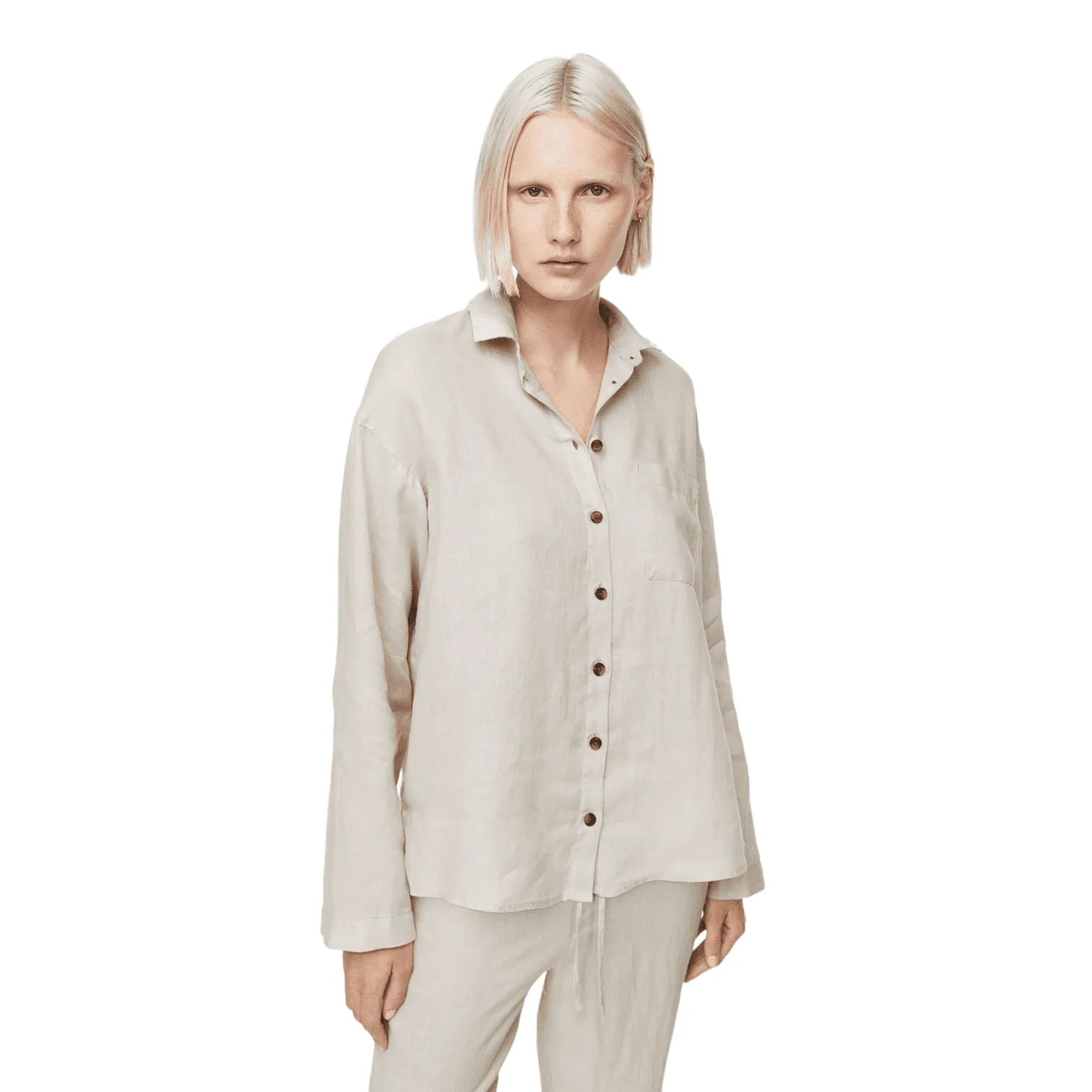 H&M Home Washed Linen pajamas, beige