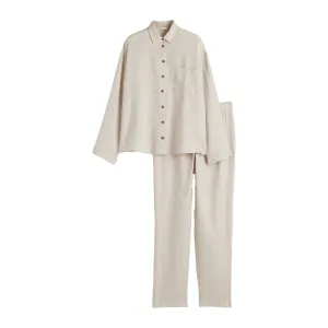H&M Home Washed Linen pajamas, beige