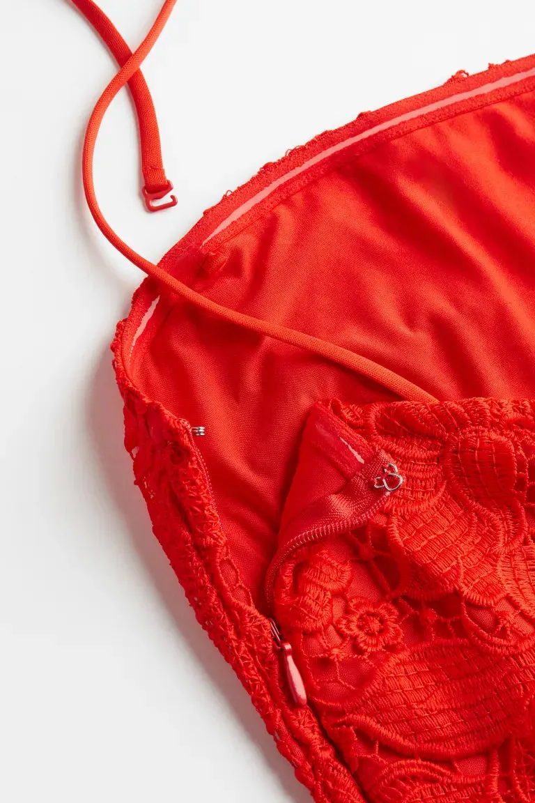 H&M lace bandeau dress, red