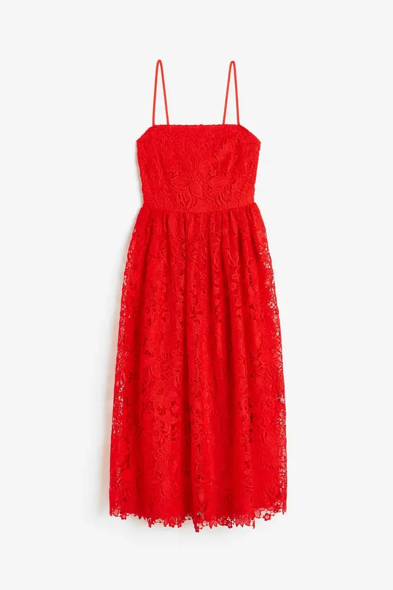 H&M lace bandeau dress, red