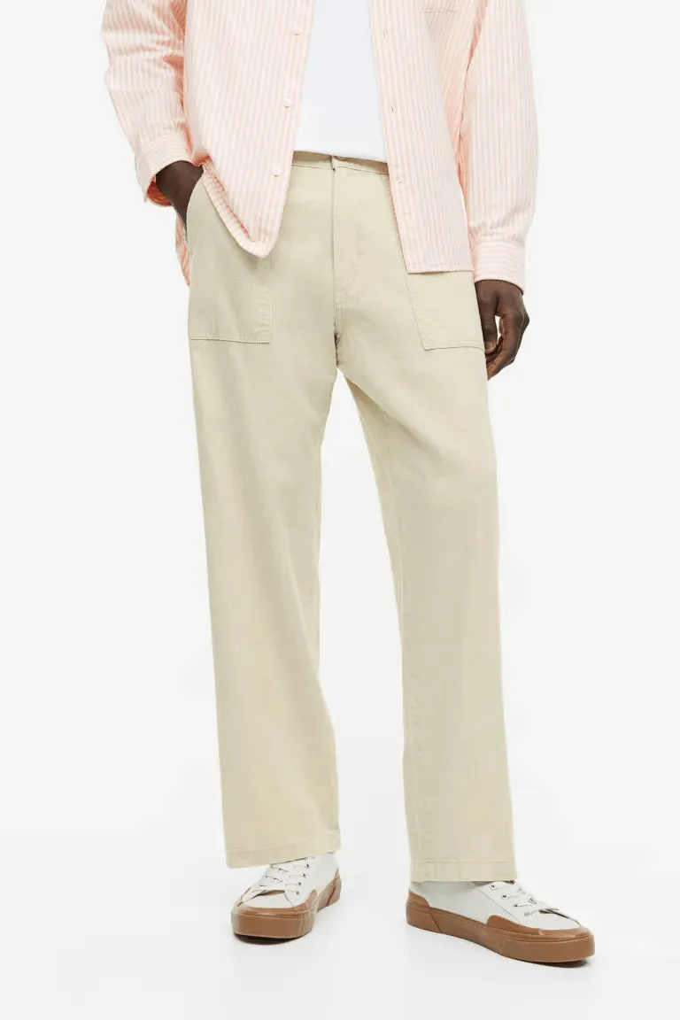 H&M Linen-blend loose fit trousers, beige